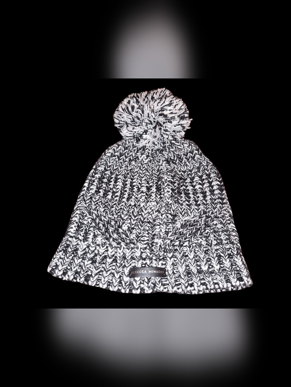 Rebecca Minkoff Black & White Marled Pom Knit Hat